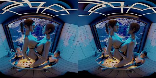 VReal_18K Claire and Ada grinding on a tub with Jill and Ashley masturbating - Resident Evil parody (Ashley Graham, Jill Valentine)
