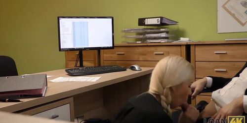 LOAN4K. Talented realtor Karol has to fuck manager for a credit (Blue Eyes, Blue eyes)