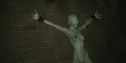 Tied up 3D cartoon zombie girl getting fingered good