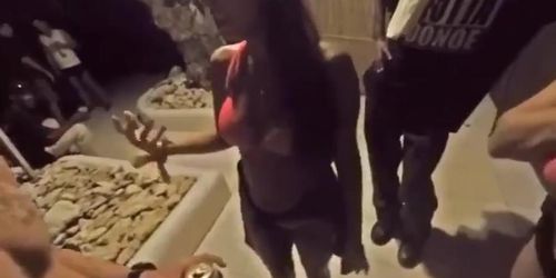 Girl on vacation going wild