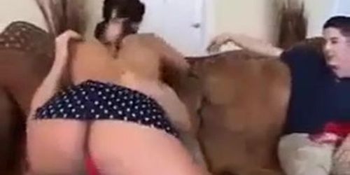 stunning horny, busty married woman enjoys steamy threesome as she fucks her husband's huge hard dick & the random stran
