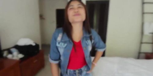 Lovely teen blowing big fat dick