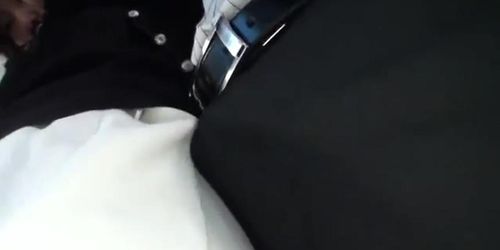 Gorgeous Asian babes are fucked in the public transport in kinky public