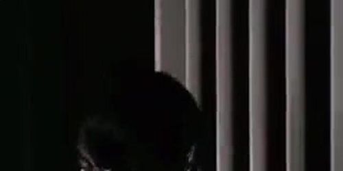 horny sexy brunette teases lucky guy & masturbates in front of him while he watches jerking off to her