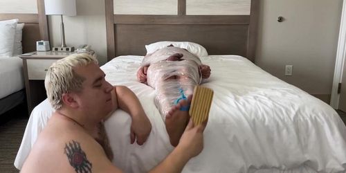 TICKLISH CHUBS - Matt mummifies and tickles Latino amateur Tickle Prince (MattTat3)