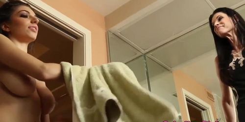Dyke milf pussylicked by busty girl