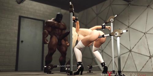 3DXPASSION - Black on white hardcore. Huge black cock fucks hard white whore
