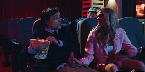 Movie theatre had teen couple fucking disburbing old people trying to watch (Athena Faris, Ricky Spanish, Syren De Mer, Syren Demer)