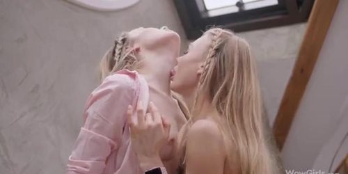 Nancy A and Alice Shea romantically licking
