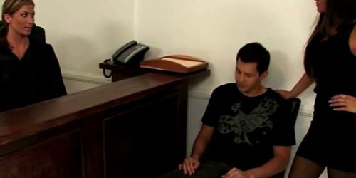 Guy gets court mandated spanking by babes - Tnaflix.com