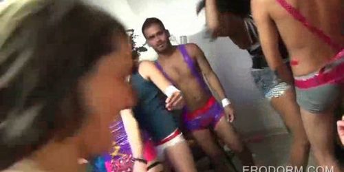 College teens having a sex party in dorm rooms