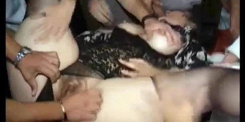 French bbw mature gangbanged in a restaurant