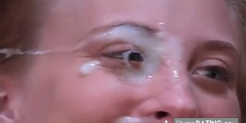 Very cute bukkake multiple facial