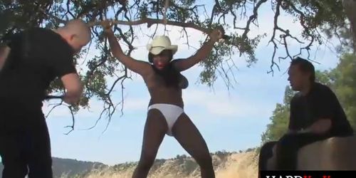 Ebony slave rough fucked