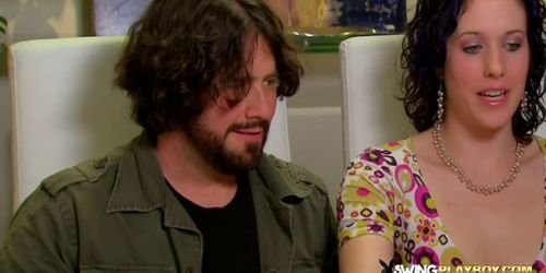 Sex games with swingers end fucking each other in an interracial orgy at the red room for a TV show