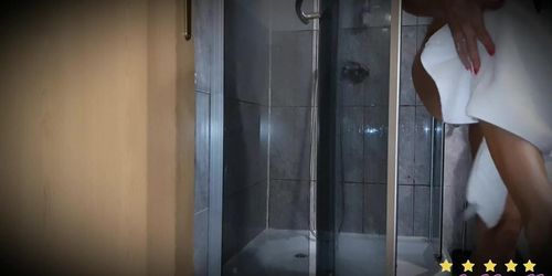I couldn't resist her riding my dick and I came inside her wet pussy shower- bj- pussy liking -cum