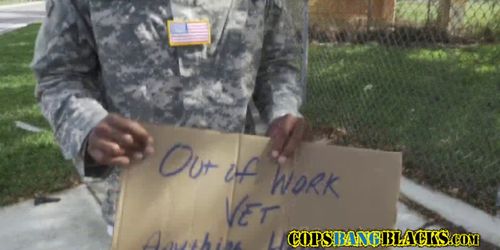black Soldier gets picked off the street but complies with busty female white cops in reality show