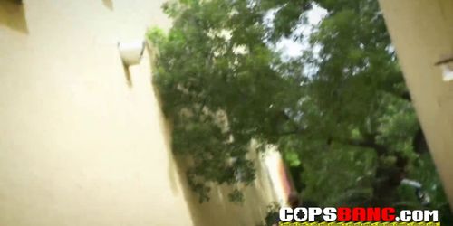 EBONY thug breeding TWO uniformed white MILFS outdoors