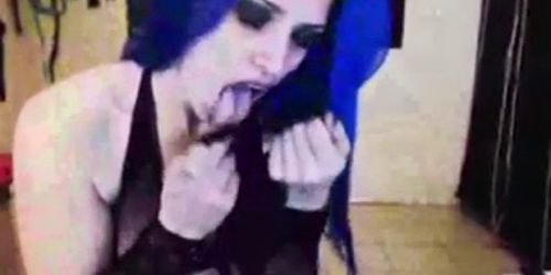 Gothic Teen Deepthroats and facefucks her bbc