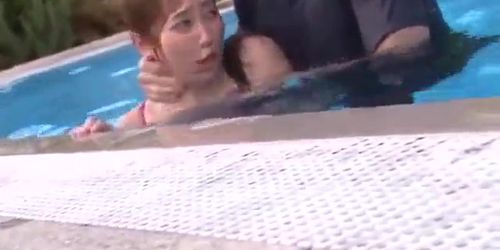 Outdoor Pool Lesbian Threesome - Japanese busty sex in public swimming pool - Tnaflix.com