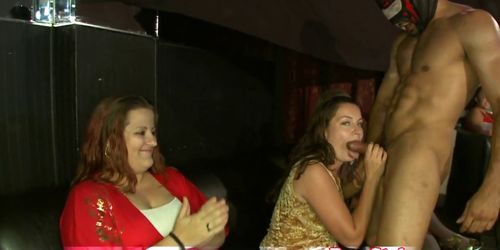Crazy CFNM babe facialized at stripper party