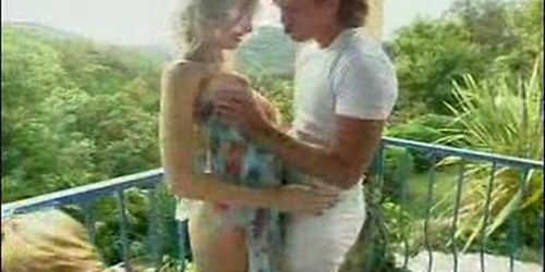 Busty balcony sex
