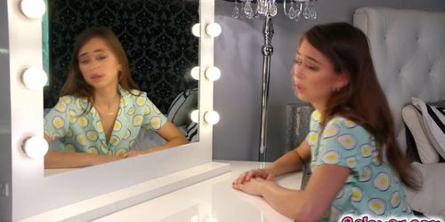 Riley sticks out her tongue playfully and Carter follows suit (Carter Cruise, Riley Reid)