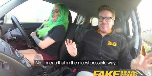 Fake Driving School Wild screw ride for tattooed busty big ass beauty (Phoenix Madina, Ryan Ryder)