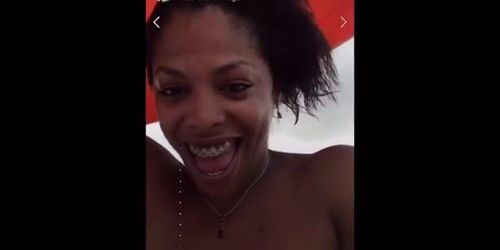 Black Mature nip slip on ig live
