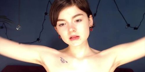 Short Haired Brunette Shows Off Her Tight Skinny Body