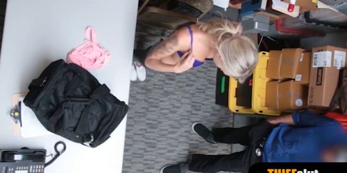 Porn goddes Emma Hix gets punished hard by a mall cop