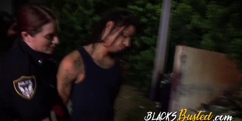 Horny cops arrive at the hood to have an interracial threesome with a black dude with massive cock