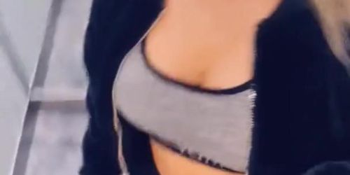 Blonde Slut Flashing Boobs In Elevator