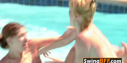 Swingers go naughty with the card game daring each other and getting horny enough to the red room