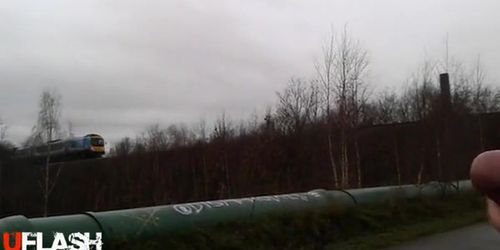 Quick Flash and wank For Passing Train