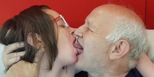 glasses cutie loves suckingg tongue