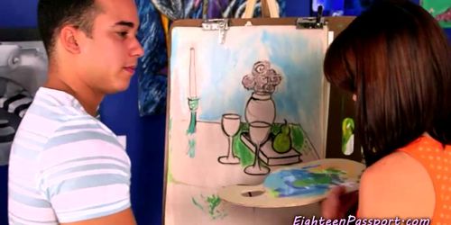 Rocky shows Stella how to give good strokes (Latin Lover)