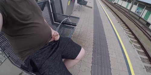 Desperate Piss while Sitting and Waiting for the Train