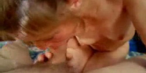 Blonde bitch sucking a big hard cock