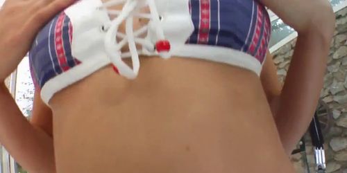 Group cumshots for Abbie on Cum For Cover in a blowbang scene