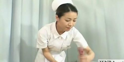 Japanese Nurse Hand - Subtitles CFNM two Japanese nurses handjob with cumshot - Tnaflix.com