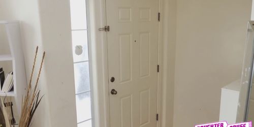 Alexa takes a heaping load of dad juice in her mouth - video 1
