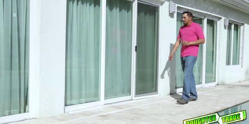 Dirty dads fucking both teens ebony pussies balls deep from behind (Nia Nixon, Xianna Hill)