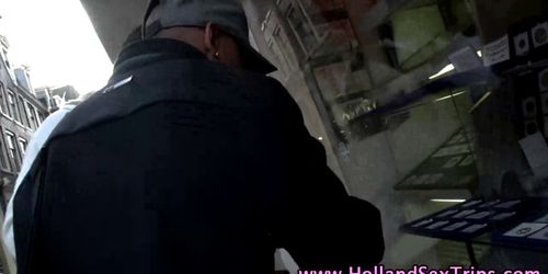 Dutch hooker sucks black dick