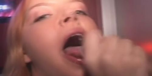Red Haded Amateur Beauty Slurps On Dick Through Glory Hole