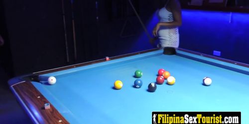 Playing pool with this Asian pole smoker turns into one of the most erotic nights for this tourist