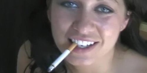 Beautiful British brunette Milf smoking & dangling