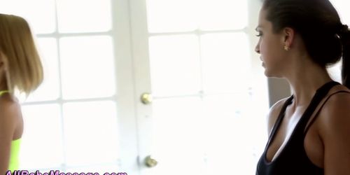 Lesbian hottie massaged
