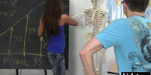 Desirable schoolgirl gets fucked in the classroom