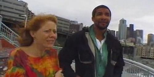 Hairy redhead Rhoda meets a guy and fucks him